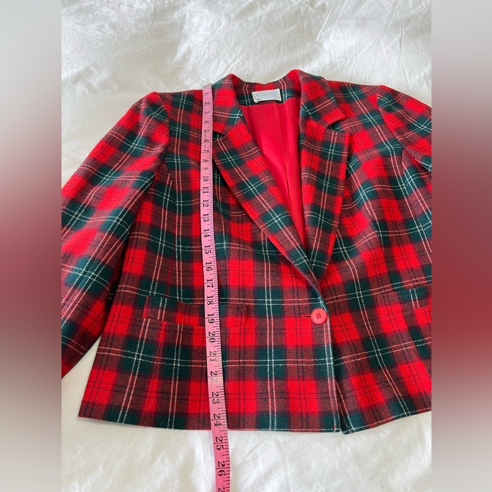 Pendleton | Women SZ 40 (XL) | VTG Blazer Skirt Suit | Lennox Tartan Wool Red - Picture 3 of 15
